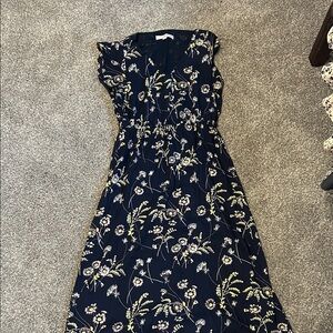 LOFT Dark Blue Floral Maxi Dress